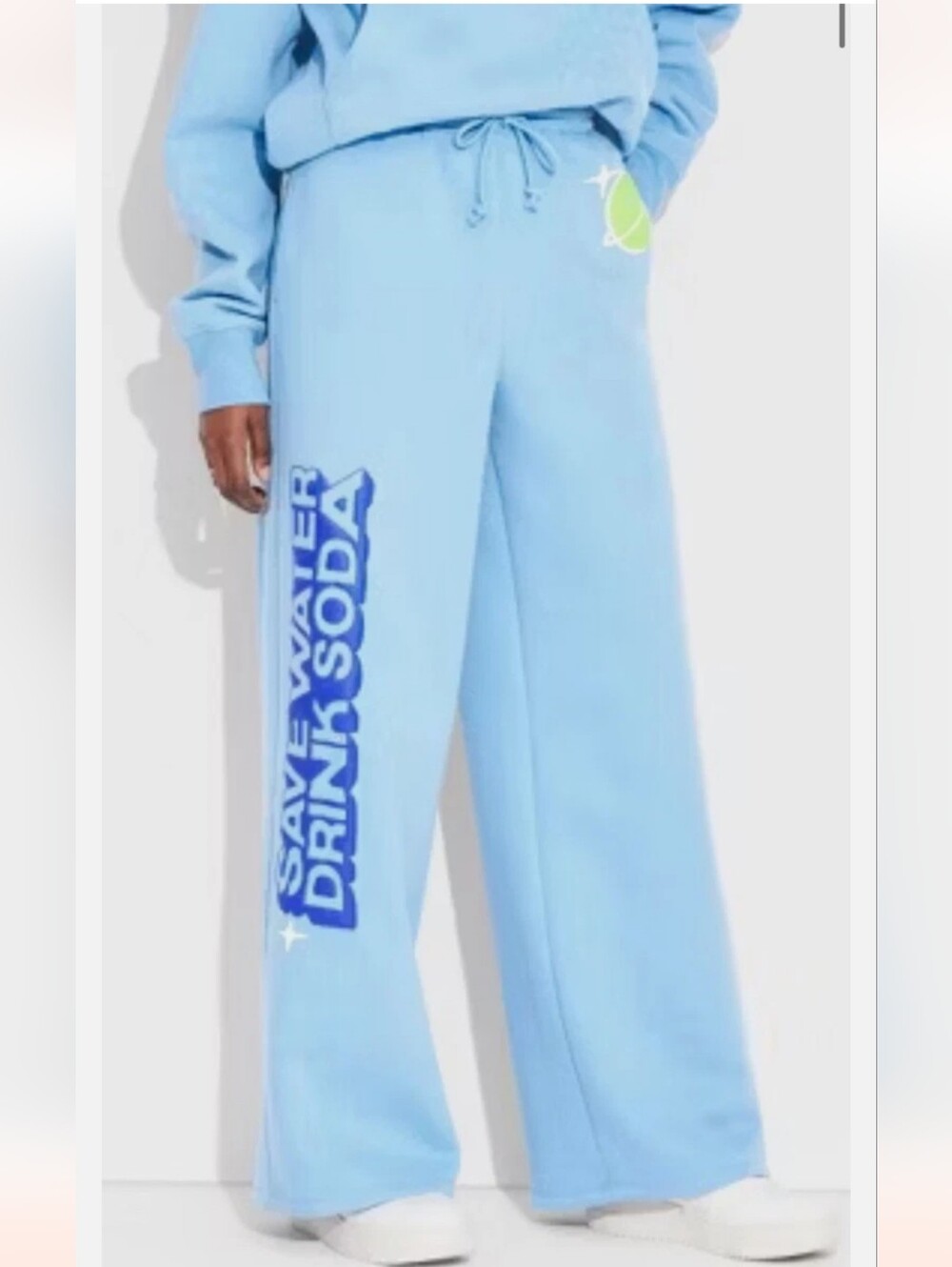 Poppi Future of Soda Wide Leg Graphic Sweatpants Blue Size Xlarge